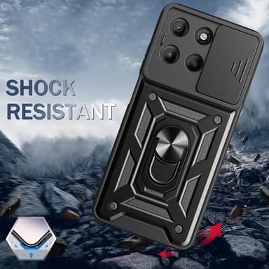 SKALO Motorola Moto G15 4G Armor Metallring Kameraslider Skal - Svart