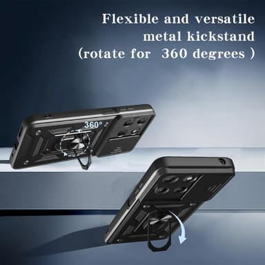 SKALO Motorola Moto G15 4G Armor Metallring Kameraslider Skal - Svart