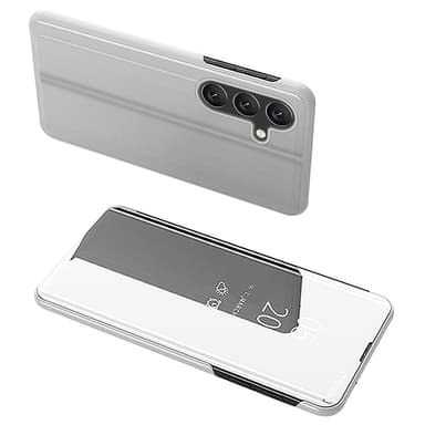 SKALO Samsung S25 Clear View Plånboksfodral - Silver