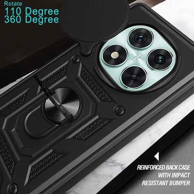 SKALO Xiaomi Redmi Note 14 Pro 5G Armor Metallring Kameraslider Skal - Svart