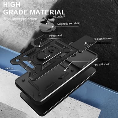 SKALO Motorola Moto G15 4G Armor Metallring Kameraslider Skal - Svart