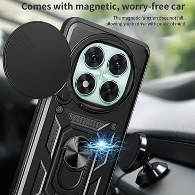SKALO Xiaomi Redmi Note 14 Pro 5G Armor Metallring Kameraslider Skal - Svart