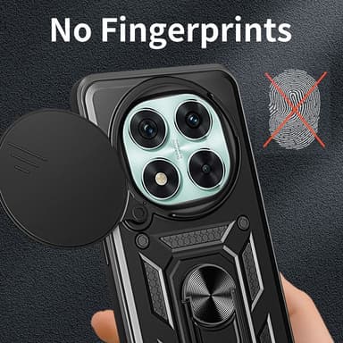 SKALO Xiaomi Redmi Note 14 Pro 5G Armor Metallring Kameraslider Skal - Svart