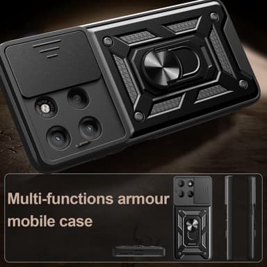 SKALO Motorola Moto G15 4G Armor Metallring Kameraslider Skal - Svart