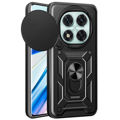 SKALO Xiaomi Redmi Note 14 Pro 5G Armor Metallring Kameraslider Skal - Svart