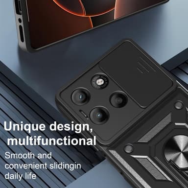 SKALO Motorola Moto G15 4G Armor Metallring Kameraslider Skal - Svart