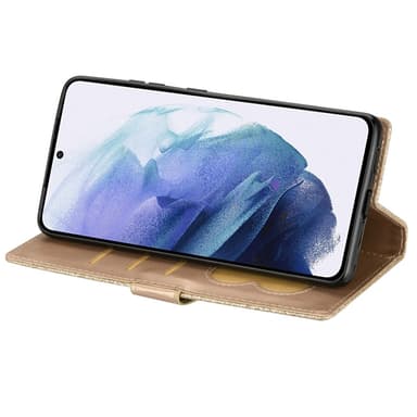 SKALO Samsung S25 Ultra Glitter Dragkedja Plånboksfodral - Guld