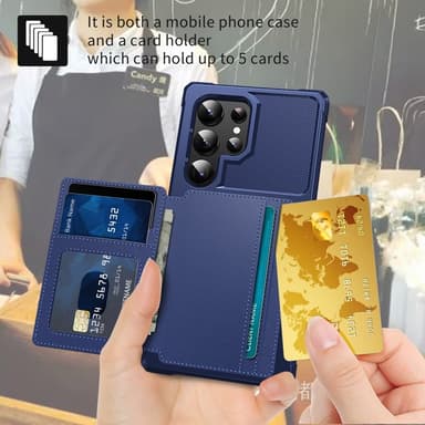 SKALO Samsung S25 Ultra Stötåligt Skal med Plånbok - Blå