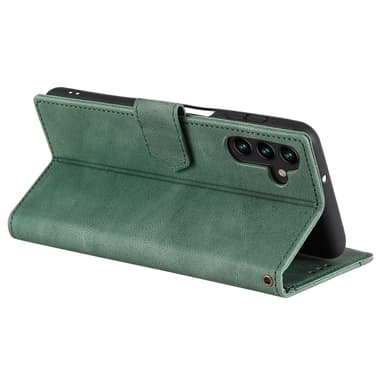 SKALO Samsung S25 Premium PU-Läder Splicing Plånboksfodral - Grön