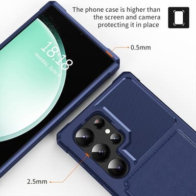 SKALO Samsung S25 Ultra Stötåligt Skal med Plånbok - Blå