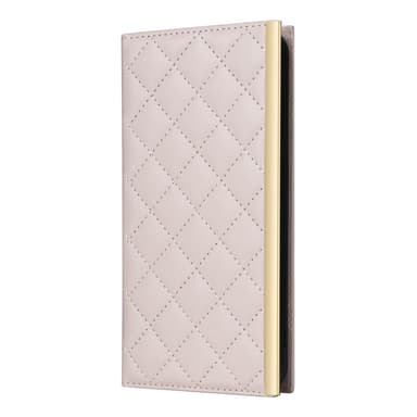 SKALO Samsung S25 Guldkant Quiltat Axelrem Plånboksfodral - Beige