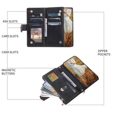 SKALO Xiaomi Redmi Note 14 Pro 5G Style 005 Big Wallet Quiltat Plånboksfodral - Svart
