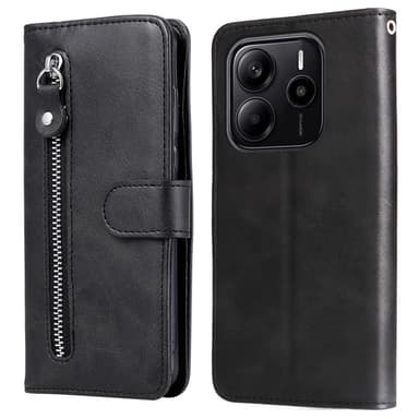 SKALO Xiaomi Redmi Note 14 4G Klassisk Dragkedja Plånboksfodral - Svart