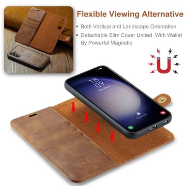 DG MING Samsung S25 2-i-1 Magnet Plånboksfodral - Brun
