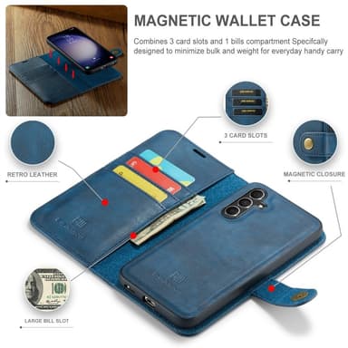 DG MING Samsung S25+ 2-i-1 Magnet Plånboksfodral - Blå