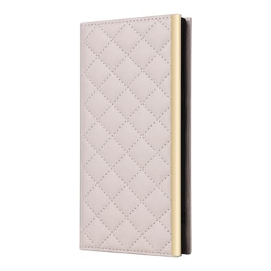 SKALO Samsung S25 Ultra Guldkant Quiltat Axelrem Plånboksfodral - Beige