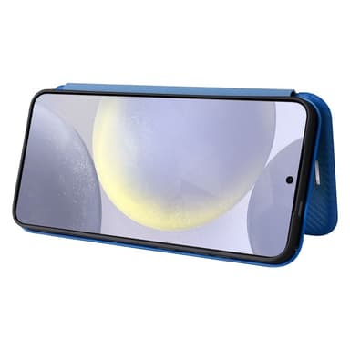 SKALO Samsung S25 Carbon Fiber Plånboksfodral - Blå