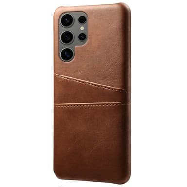 SKALO Samsung S25 Ultra PU-Läder Korthållare Skal - Brun