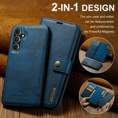 DG MING Samsung S25+ 2-i-1 Magnet Plånboksfodral - Blå