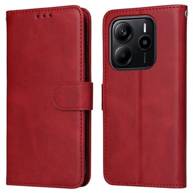 SKALO Xiaomi Redmi Note 14 4G PU-läder Plånboksfodral - Röd