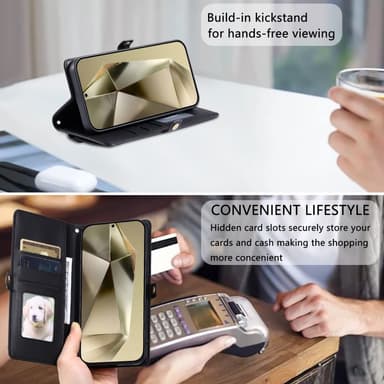 SKALO Samsung S25 PU-Läder Envelope Plånboksfodral - Svart