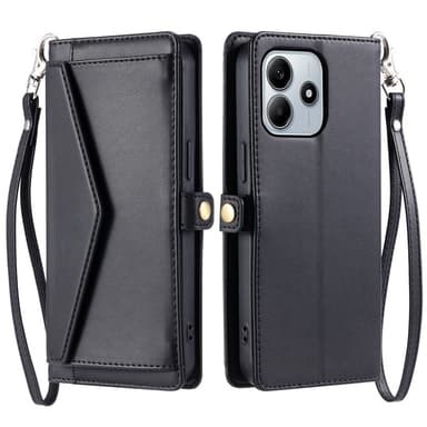 SKALO Xiaomi Redmi Note 14 4G PU-Läder Envelope Plånboksfodral - Svart