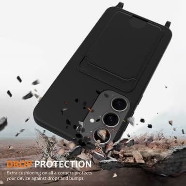 SKALO Samsung S25 Mobilhalsband Kortfack Skal - Svart