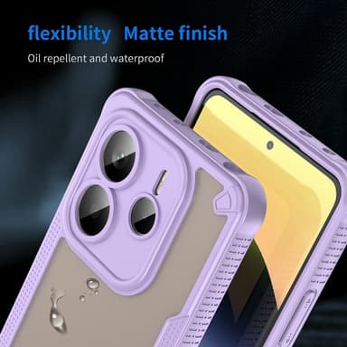 SKALO Xiaomi Redmi Note 14 5G Armor Hybrid Frosted Skal - Lila