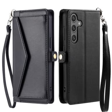 SKALO Samsung S25 PU-Läder Envelope Plånboksfodral - Svart