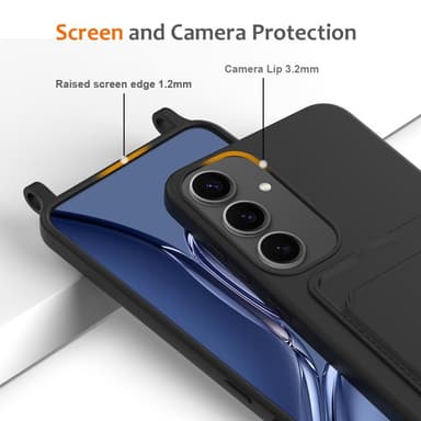 SKALO Samsung S25 Mobilhalsband Kortfack Skal - Svart