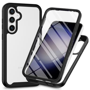SKALO Samsung S25 Shockproof Clear Hybrid+Skärmskydd Skal - Svart