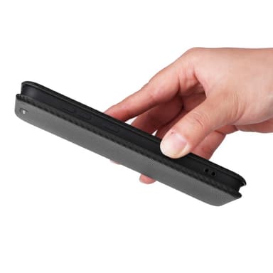 SKALO Samsung S25+ Carbon Fiber Plånboksfodral - Svart