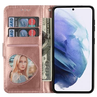 SKALO Samsung S25 Ultra Glitter Dragkedja Plånboksfodral - Roséguld