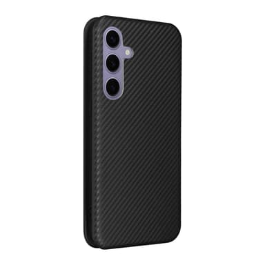 SKALO Samsung S25+ Carbon Fiber Plånboksfodral - Svart