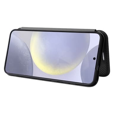 SKALO Samsung S25 Carbon Fiber Plånboksfodral - Svart
