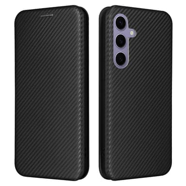 SKALO Samsung S25+ Carbon Fiber Plånboksfodral - Svart