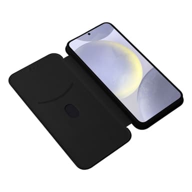 SKALO Samsung S25+ Carbon Fiber Plånboksfodral - Svart