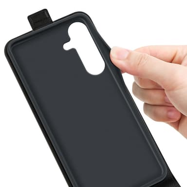 SKALO Samsung S25+ Vertical Flip PU-Läder Plånboksfodral - Svart
