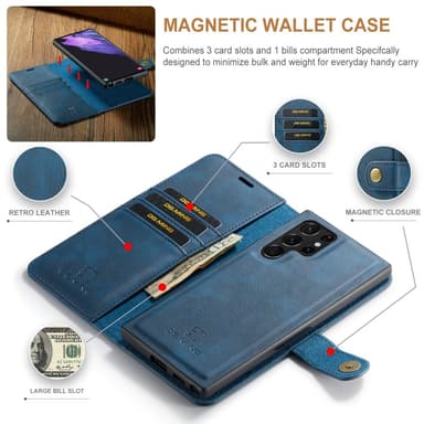 DG MING Samsung S25 Ultra 2-i-1 Magnet Plånboksfodral - Blå