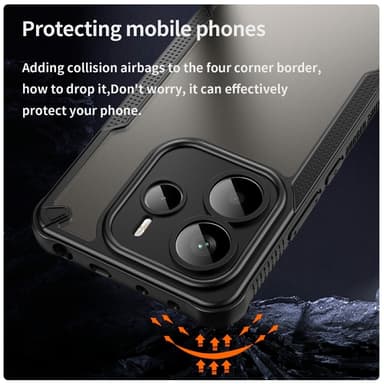 SKALO Xiaomi Redmi Note 14 5G Armor Hybrid Frosted Skal - Svart