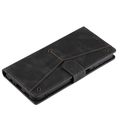 SKALO Samsung S25 Premium PU-Läder Splicing Plånboksfodral - Svart