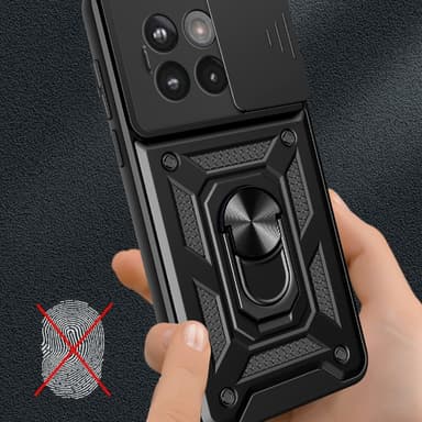 SKALO OnePlus 13R Armor Metallring Kameraslider Skal - Svart
