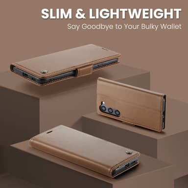 CaseMe Samsung S25 023 Series PU-Läder Plånboksfodral - Brun