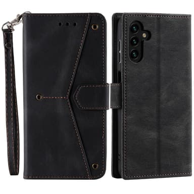 SKALO Samsung S25 Premium PU-Läder Splicing Plånboksfodral - Svart