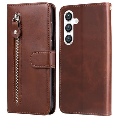 SKALO Samsung S25 Klassisk Dragkedja Plånboksfodral - Brun