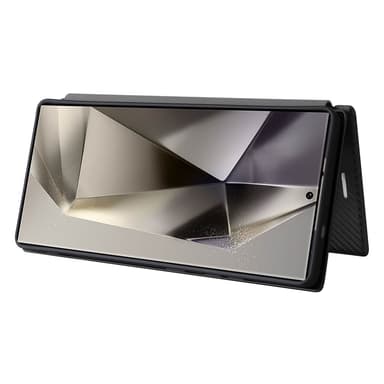 SKALO Samsung S25 Ultra Carbon Fiber Plånboksfodral - Svart