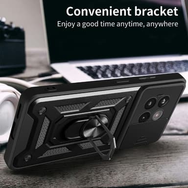 SKALO OnePlus 13R Armor Metallring Kameraslider Skal - Svart