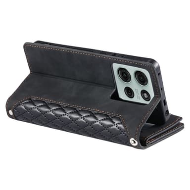SKALO Motorola Moto G75 5G Style 005 Big Wallet Quiltat Plånboksfodral - Svart