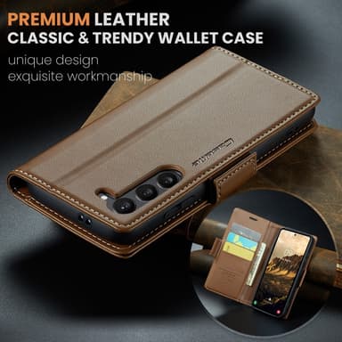 CaseMe Samsung S25 023 Series PU-Läder Plånboksfodral - Brun