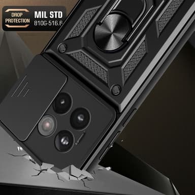 SKALO OnePlus 13R Armor Metallring Kameraslider Skal - Svart